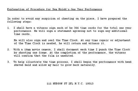 Tehching Hsieh «One Year Performance 1980–1981 (Time Piece)» | Explanation Tehching Hsieh «One Year Performance 1980–1981 (Time Piece)» | Explanation